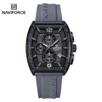 NAVIFORCE NF6101 Silicone Strap Casual Fashion Outdoor Sports Luminous Chronograph Dial Quartz Watch For Men - Black & Grey